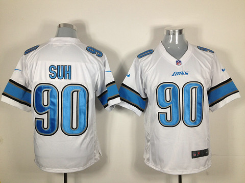 Nike NFL Detroit Lions 90 Ndamukong Suh Nike White Game Jerseys